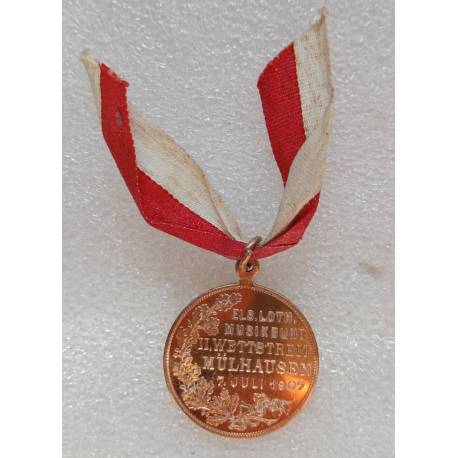 Médaille 2e Rencontre musicale MULHOUSE 07.JULI 1907 - Musikband II. Wettstreit MÜLHAUSEN