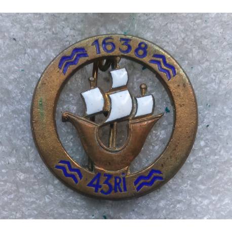43e Régiment d'Infanterie 1638 (sigle et vagues bleus)