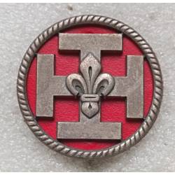 Scouts de France (insigne rond) sur cuir rouge PIONNIER