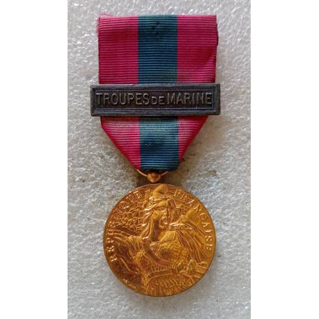 Médaille de la Défense Nationale classe bronze avec agrafe Troupes de Marine 