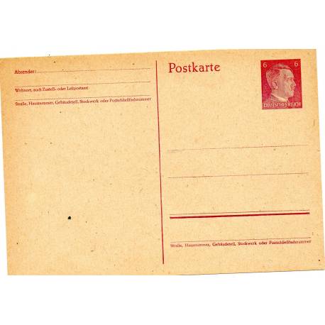 Carte postale allemande 6 pfennig rouge